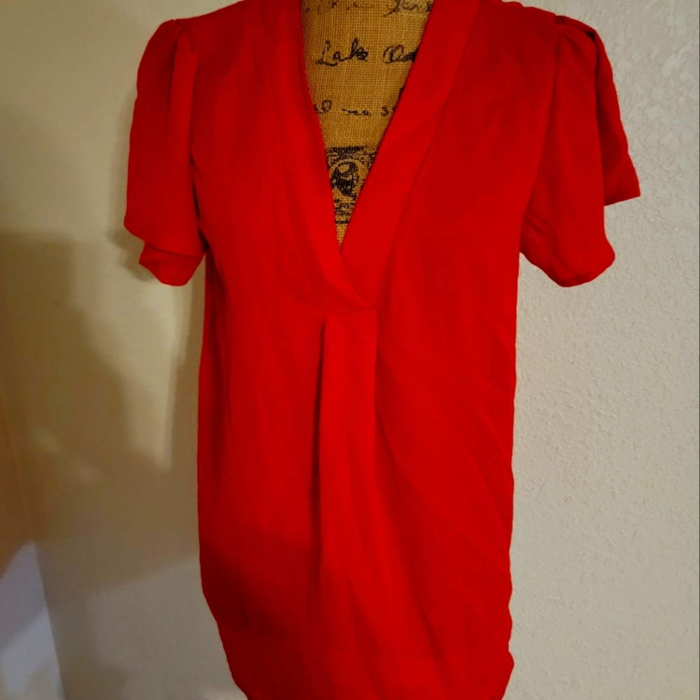Red Cap Sleeve Top L